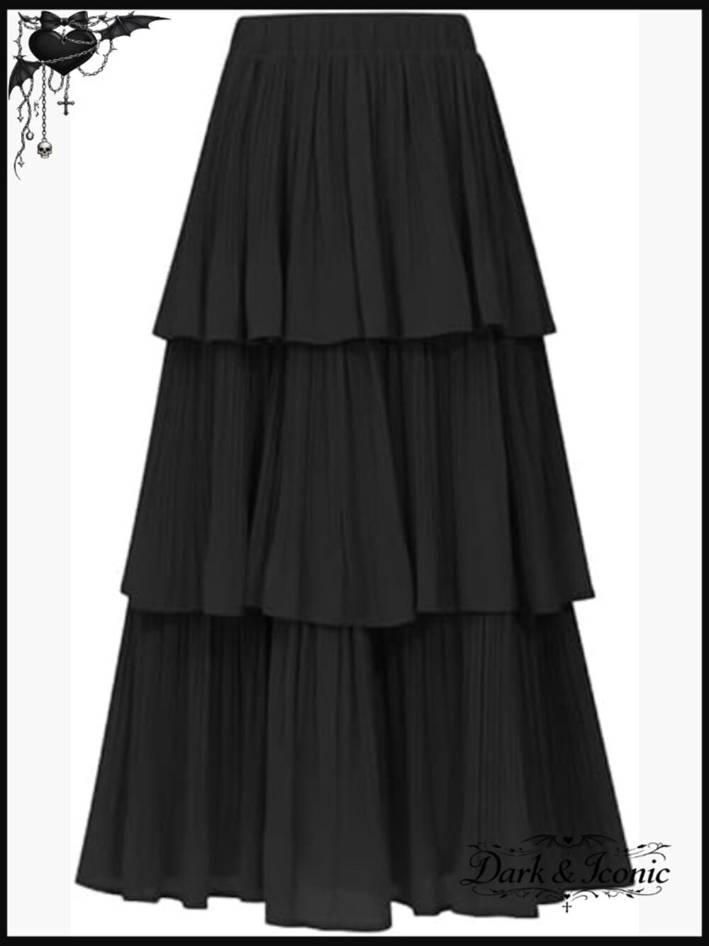Chiffon Tiered Ruffle Maxi Skirt Elastic High Waist A-Line Pleated Boho
